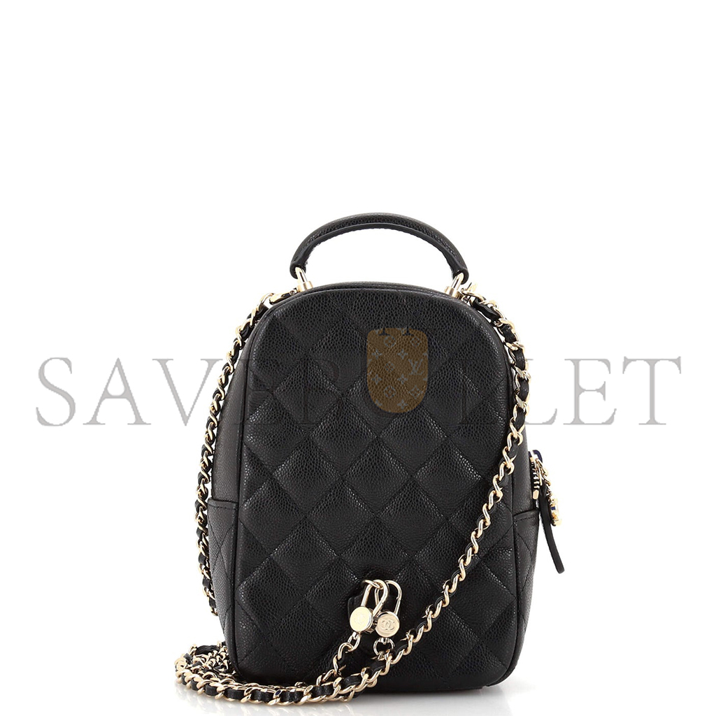 Ch*el master classic cc chain pocket backpack quilted caviar mini ap3753 (18*13*9cm)
